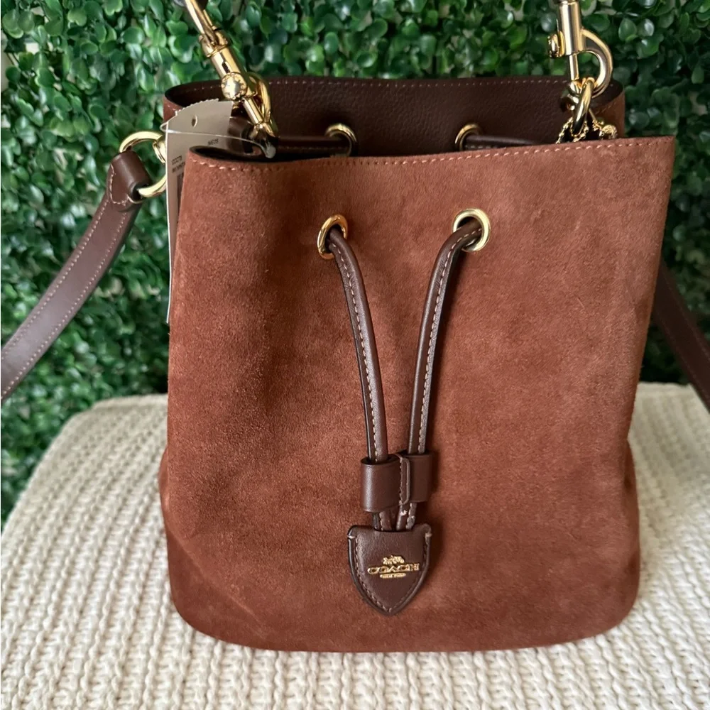 Coach Rowan Brown Suede Bucket Bag NWT